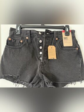Levi’s 501 Black Denim Button-Fly Jeans Shorts